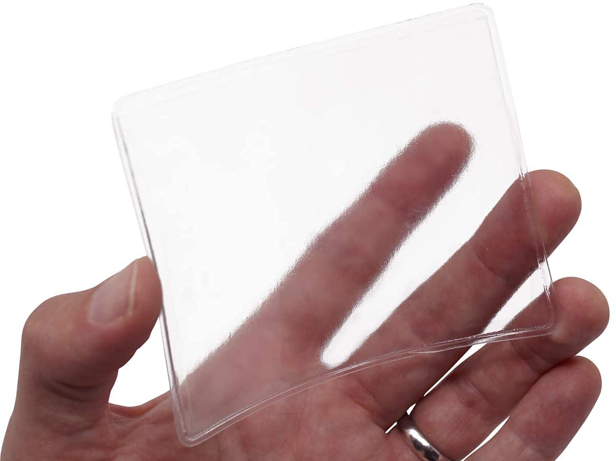 100 Pack Clear Adhesive Parking Permit Holders for Car Windshield - Vinyl Plastic Tag Pouch Protects Parking Placards, Passes, Decals & Stickers (4