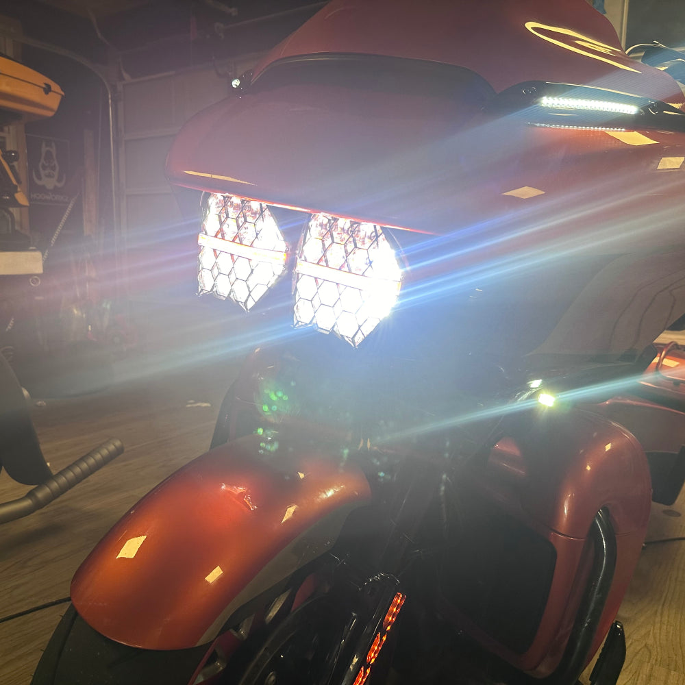240W Harley Davidson Road Glide LED Dual Headlight Kit - Compatible with 2015-2024 Models - High Brightness Motorcycle Headlight for Night Riding & Improved Visibility