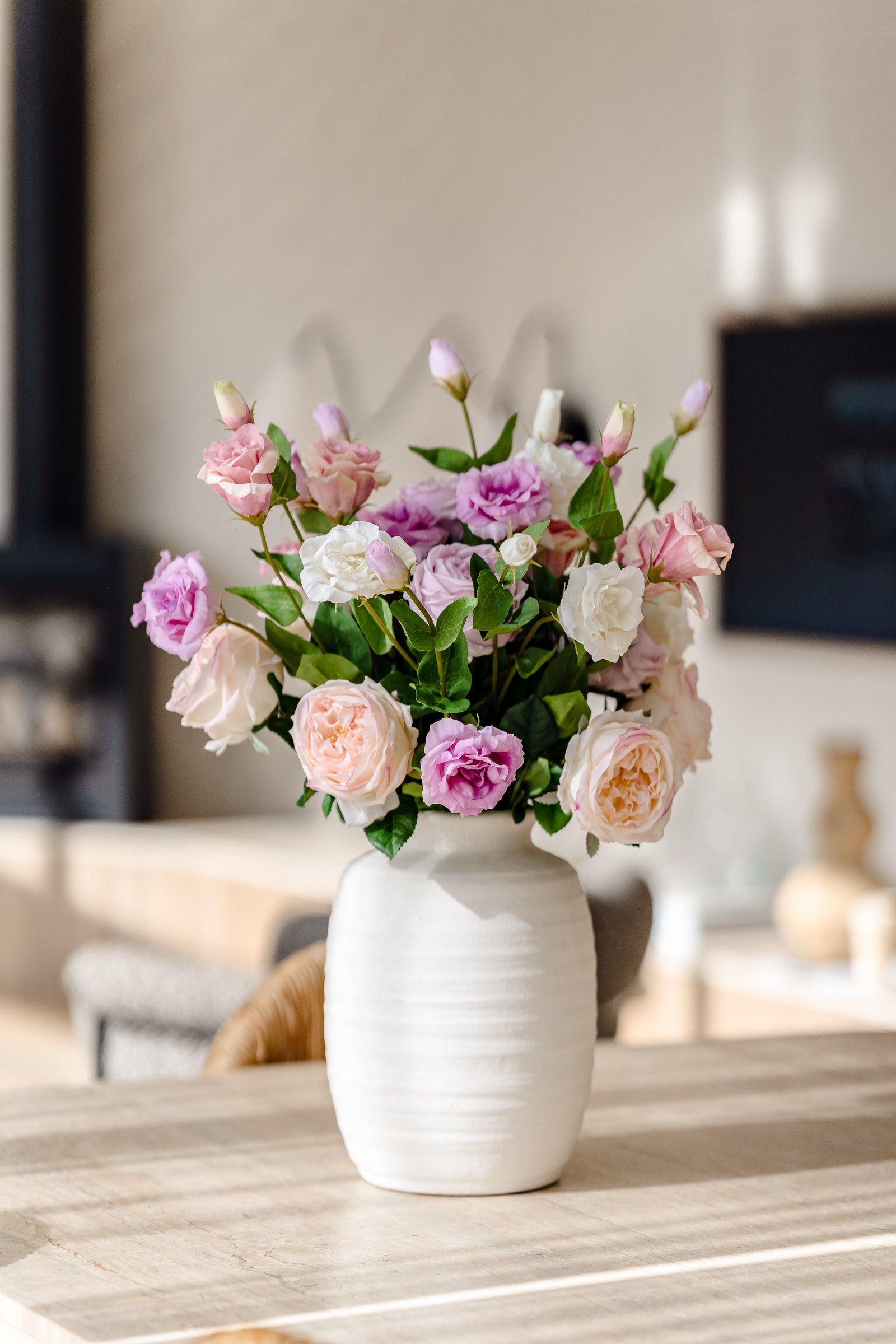 Artificial White Lisianthus Flower Stems - 60cm Tall Faux Floral Stems for Home Decor, Wedding Bouquets, and DIY Centerpieces