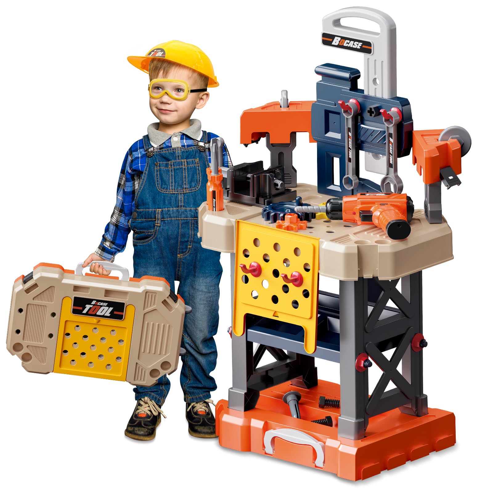 78-Piece Kids Tool Bench Set with Electric Toy Drill & Realistic Tools - Pretend Play Construction Toy for Toddlers Ages 3-6 | Perfect for DIY Pretend Play, Birthday Gifts & Early STEM Learning