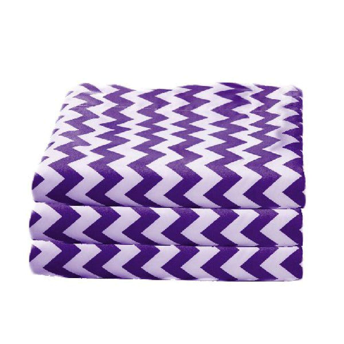 BKB Daycare 6-Piece Chevron Fitted Crib and Toddler Sheet Set - Soft Plum Cotton Nursery Bedding for Baby Cribs & Toddler Beds - Perfect for Daycares, Nurseries, and Home Use