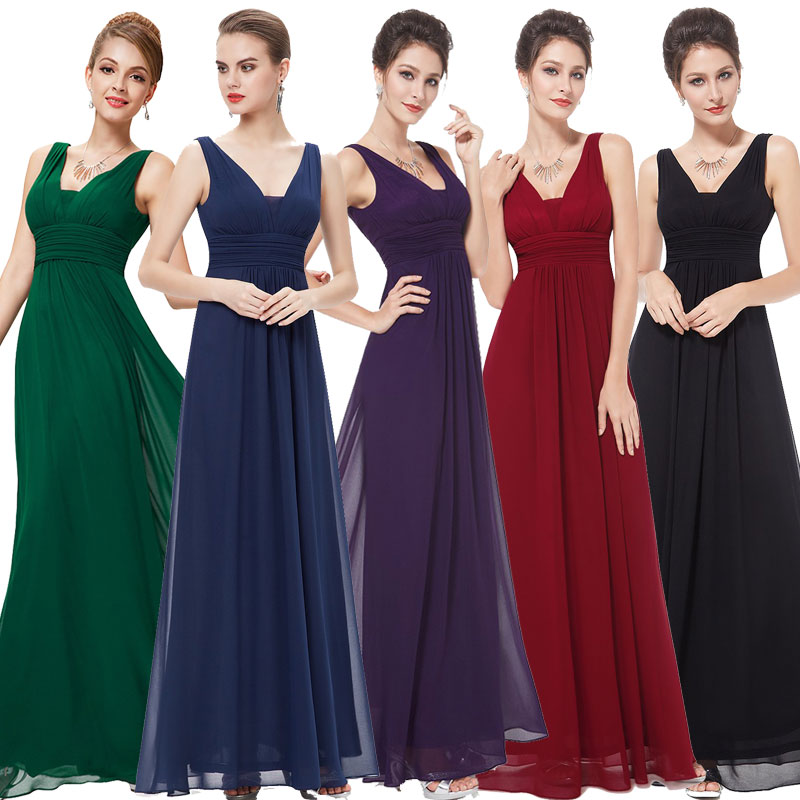 Elegant Deep V Neck Ruched Bust Maxi Evening Dress for Women - Perfect for Prom, Party & Formal Occasions