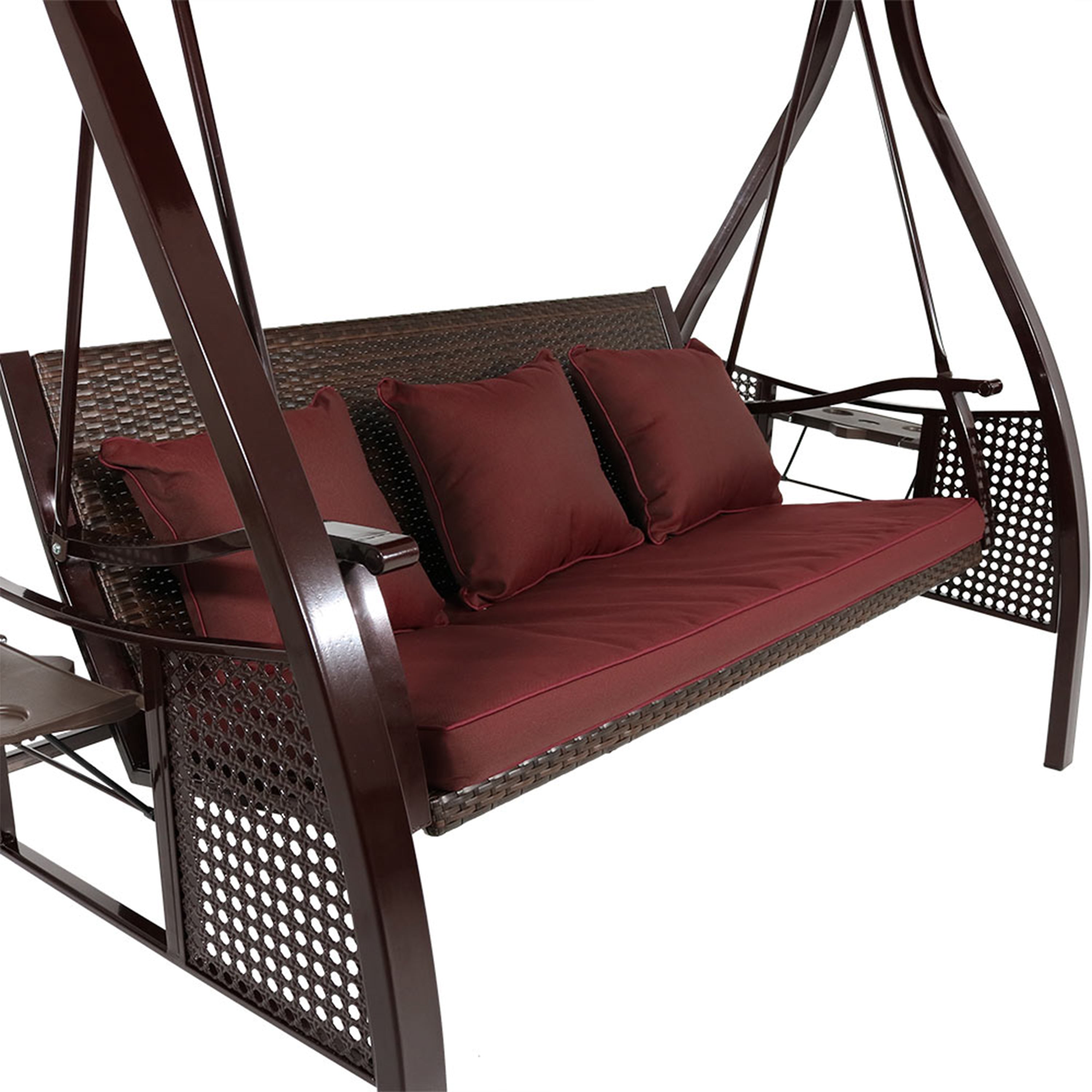Sunnydaze Deluxe 3-Person Outdoor Patio Swing with Adjustable Canopy & Side Tables - Perfect for Backyard, Garden, or Porch Relaxation