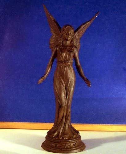 Upper Deck Majestic Angel Statue - Cast Iron Rust Finish Outdoor Garden Decor for Patio, Yard & Home