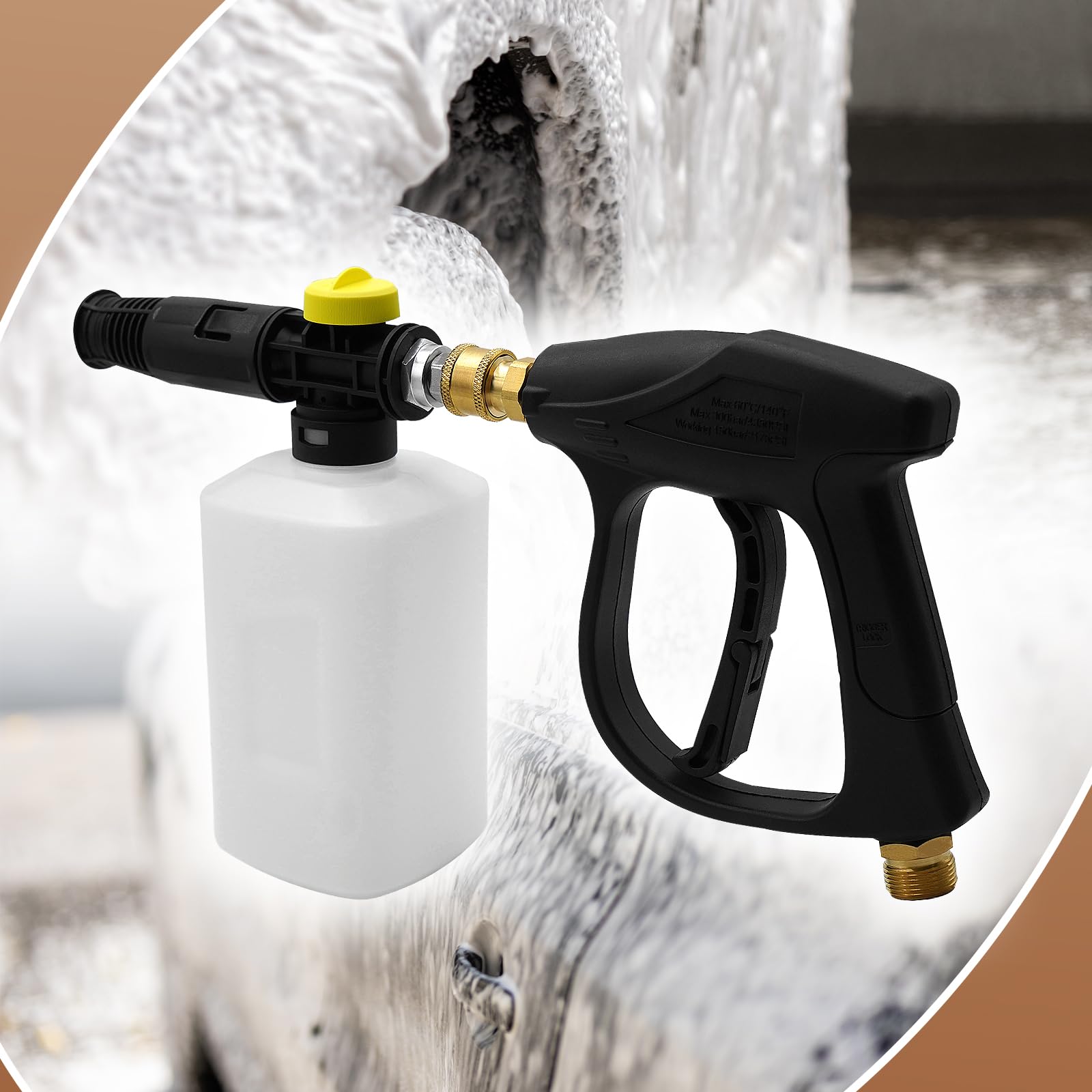 **DERMAL Snow Foam Cannon for Pressure Washer - 1/4 Inch Quick Connector, 4000 PSI High Pressure Washer Gun with Adjustable Nozzle - Perfect for Car Washing, Motorcycle, and Home Cleaning**