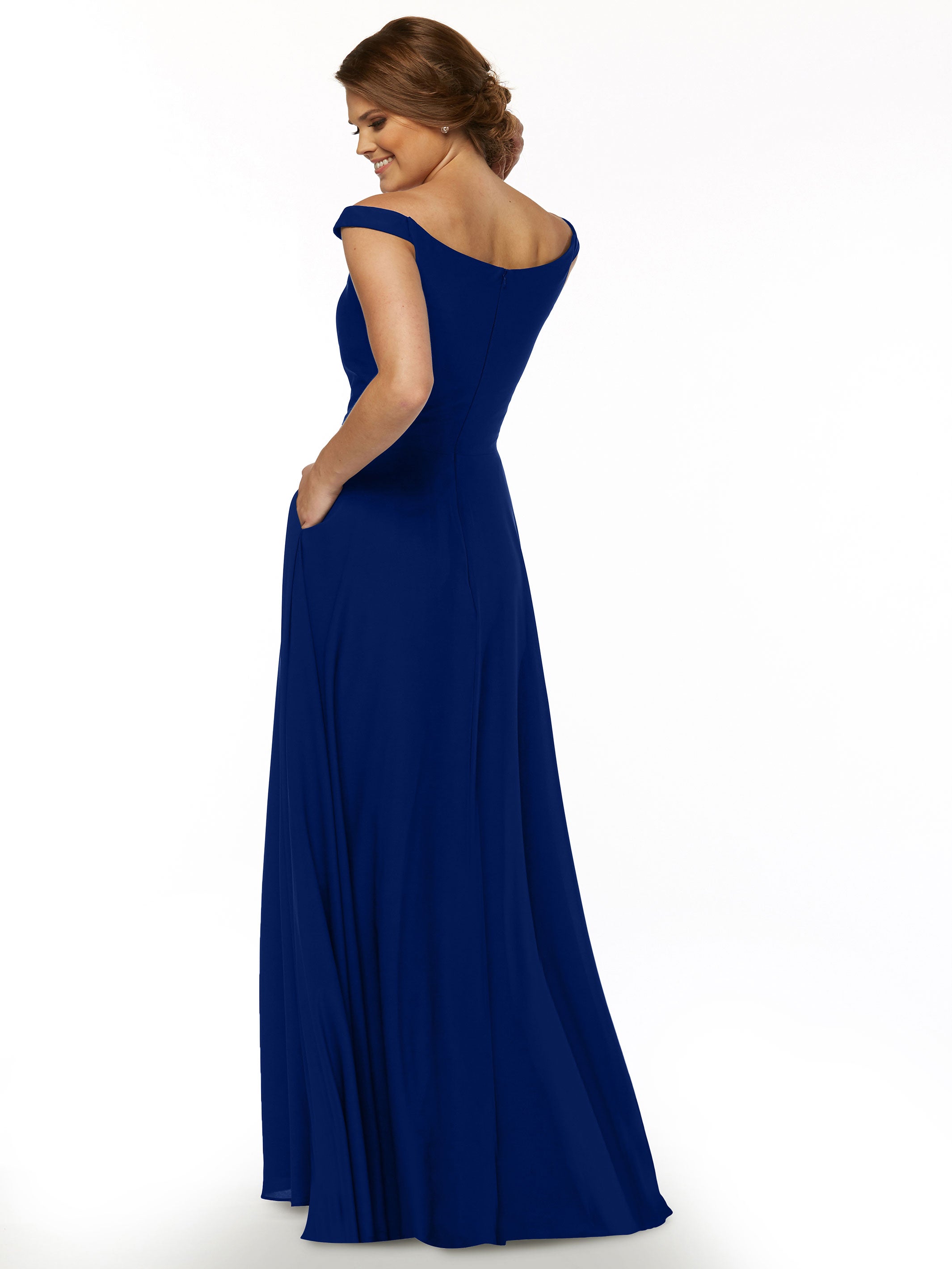83005 Off The Shoulder Stretch Chiffon A-Line Bridesmaid Dress - Elegant Wedding Party Gown for Formal Occasions, Prom & Special Events