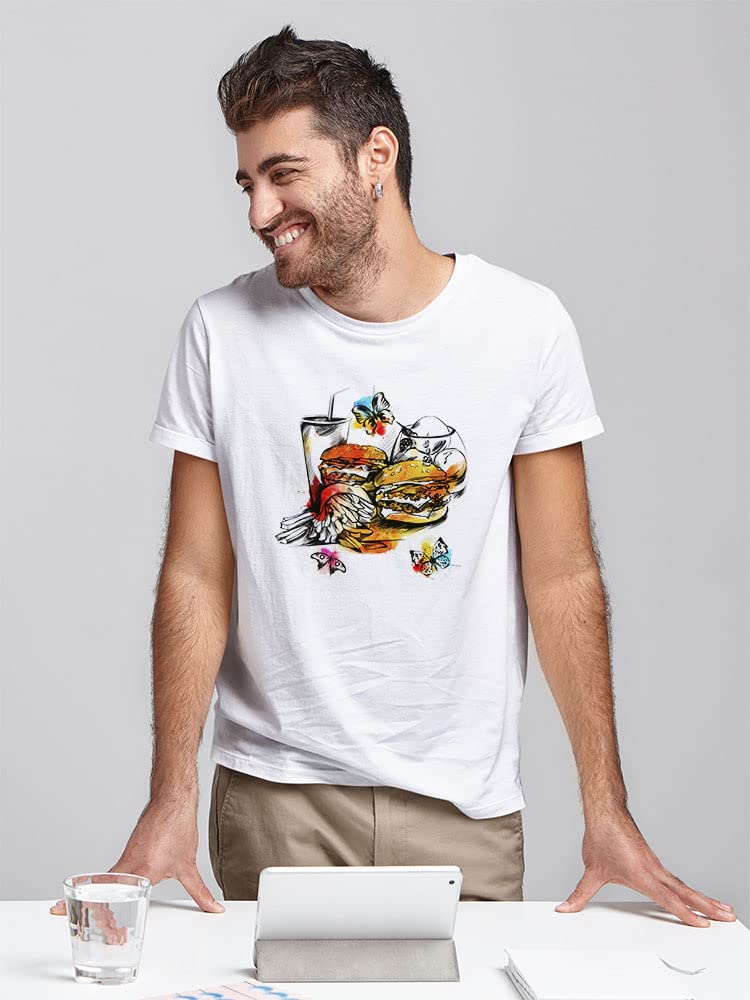 Smartprints Fast Food & Butterflies Graphic T-Shirt for Men | Casual Streetwear & Trendy Outfit Essential