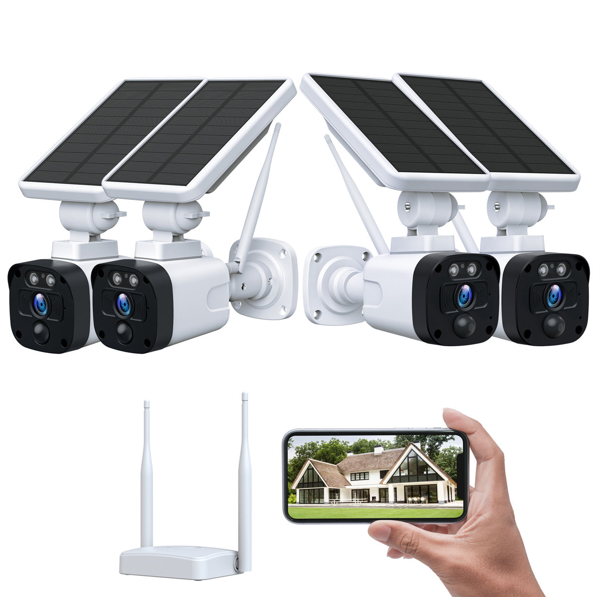 Campark SC02/SC14 4MP Solar Powered WiFi Outdoor Security Camera System with Base Station - Weatherproof Home Surveillance for Yard, Garage & Property Protection (Ideal for Outdoor Monitoring)