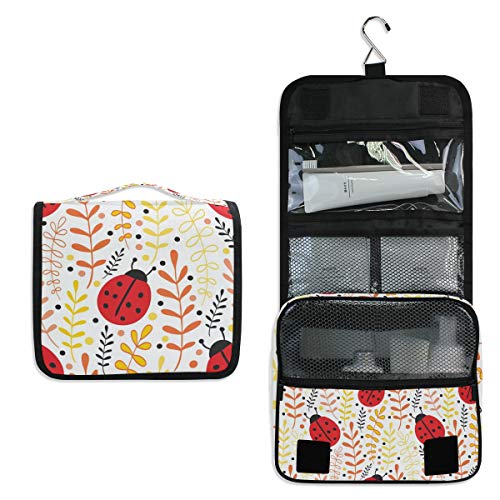 Waterproof Hanging Travel Toiletry Bag for Women - Ladybug Cosmetic Makeup Organizer Pouch | Perfect for Vacation, Gym & Daily Essentials Storage
