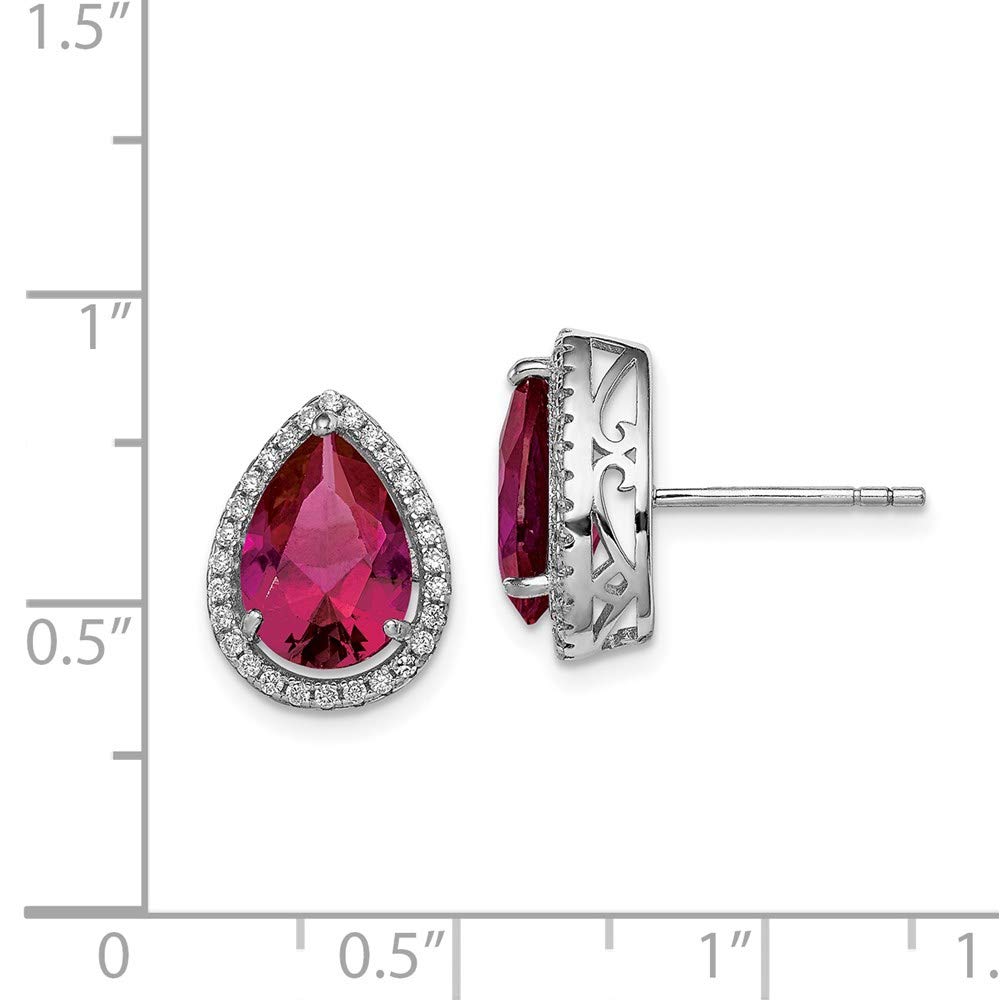 925 Sterling Silver Lab-Created Ruby & Cubic Zirconia Stud Earrings for Women - Elegant Fine Jewelry Gift for Her - Perfect for Weddings, Anniversaries & Special Occasions