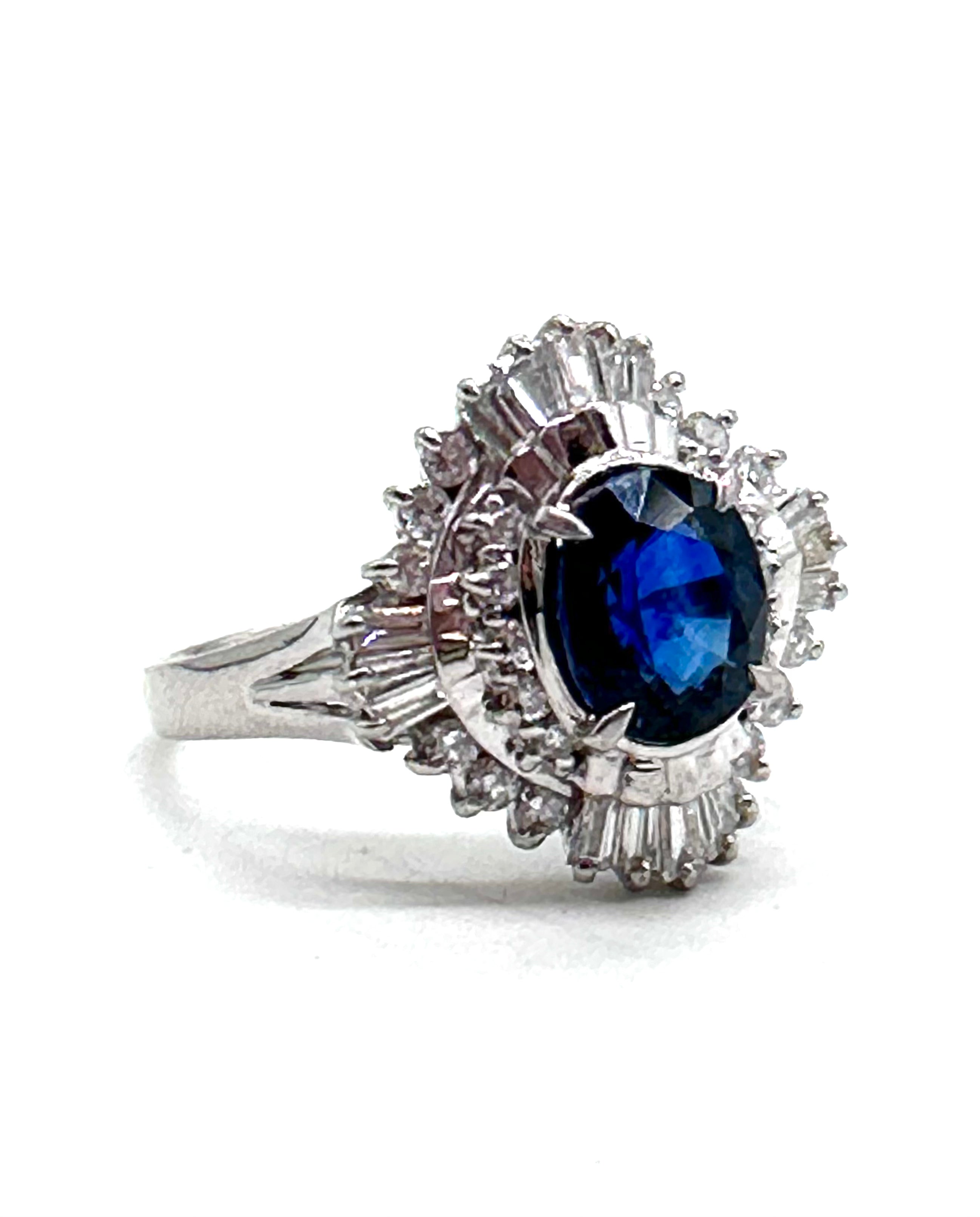 Exquisite 14K White Gold Sapphire and Diamond Engagement Ring for Women | Elegant Wedding, Anniversary & Gift Jewelry | Perfect for Proposals, Bridal & Special Occasions