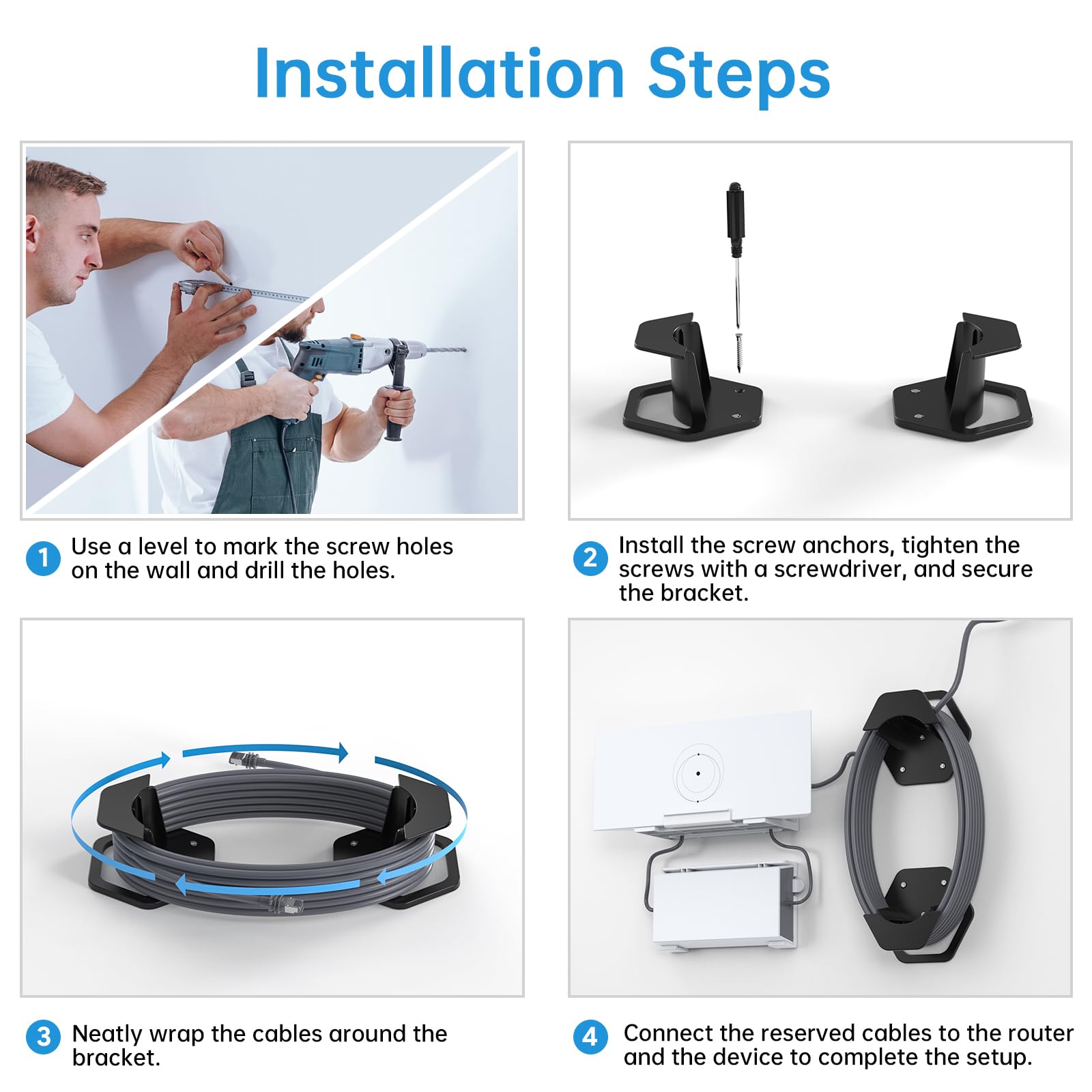 Starlink Ethernet Cable Caddy & Mounting Kit - ABS Stable Cable Management Accessories for Standard Actuated Starlink Cable, Gen3 V3 Extension Cable Organizer - Perfect for Home & Outdoor Starlink Internet Setup