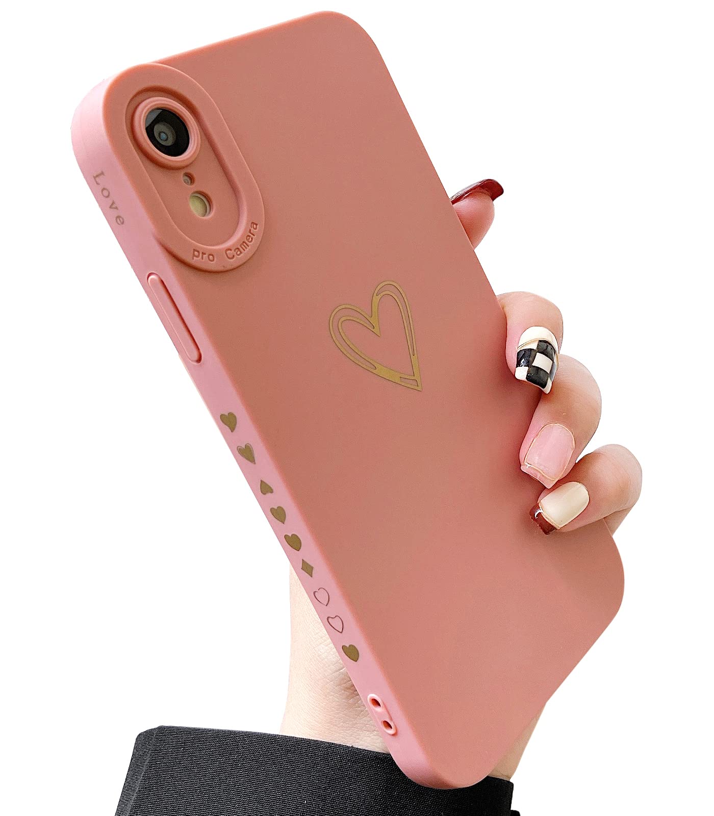 Qokey iPhone XR Case (2018 6.1 Inch) - Cute Heart Design Shockproof TPU Cover with Camera Protection | Anti-Scratch & Anti-Fingerprint | Perfect for Women, Girls & Men (Pink) | Great for Daily Use, Travel & Gift Giving