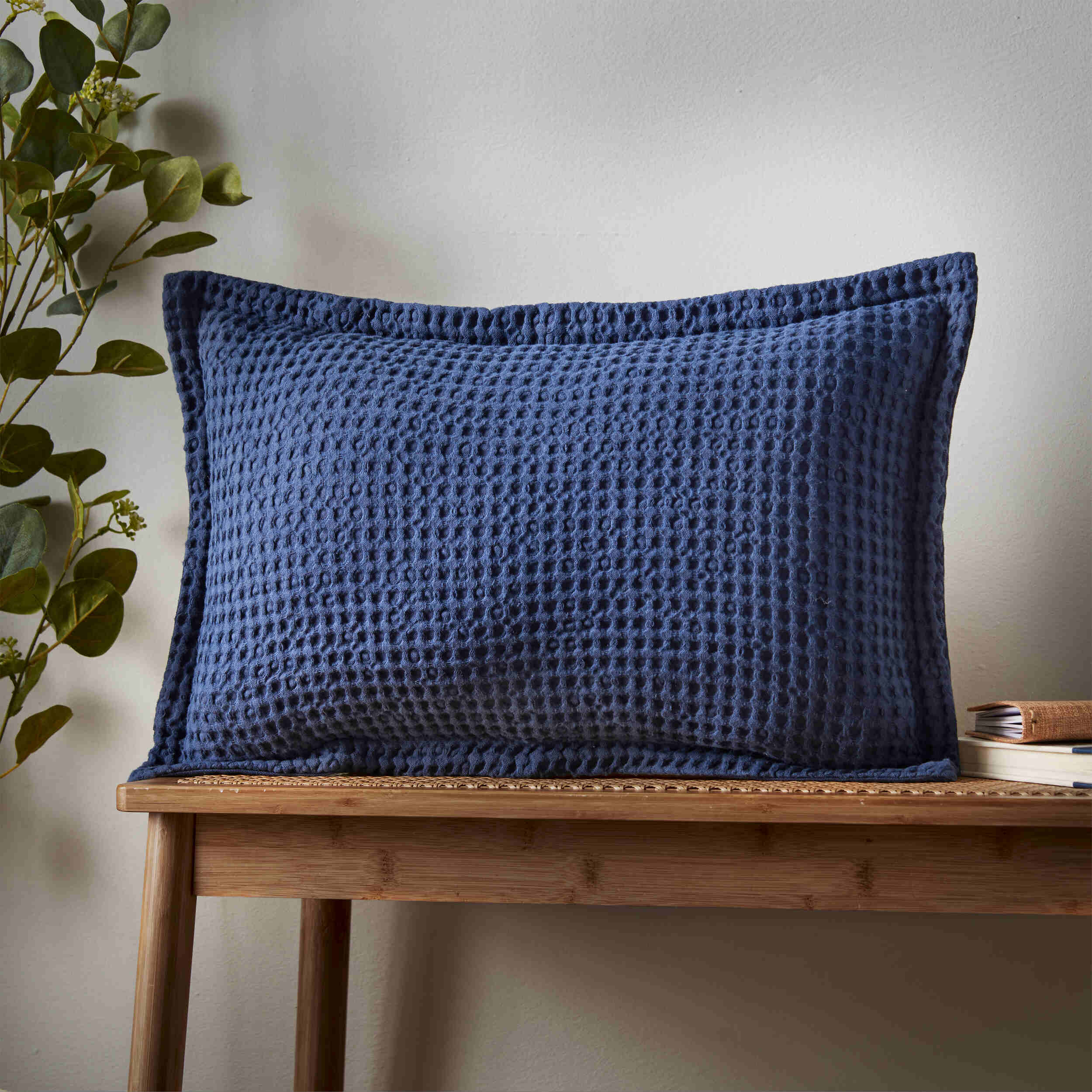 Pineapple Elephant Jaipur Chunky Waffle Cushion Cover - Navy Blue Bohemian Throw Pillow for Sofa, Bed & Home Decor - Cozy Living Room, Bedroom Accent Pillow