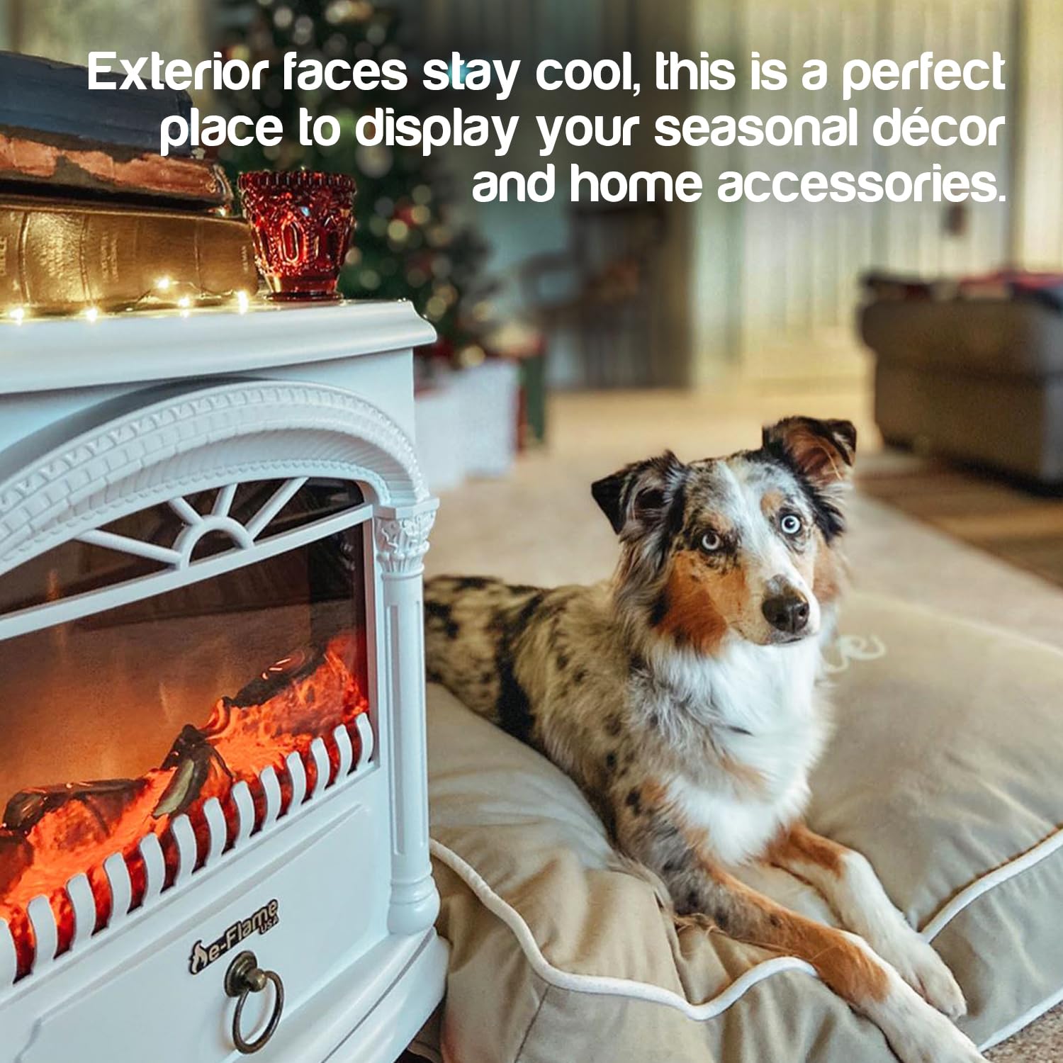 Hamilton Indoor Compact Freestanding Electric Fireplace Heater with Realistic 3D Wood Burning Flame - Winter White - Perfect for Living Room, Bedroom & Office Heating
