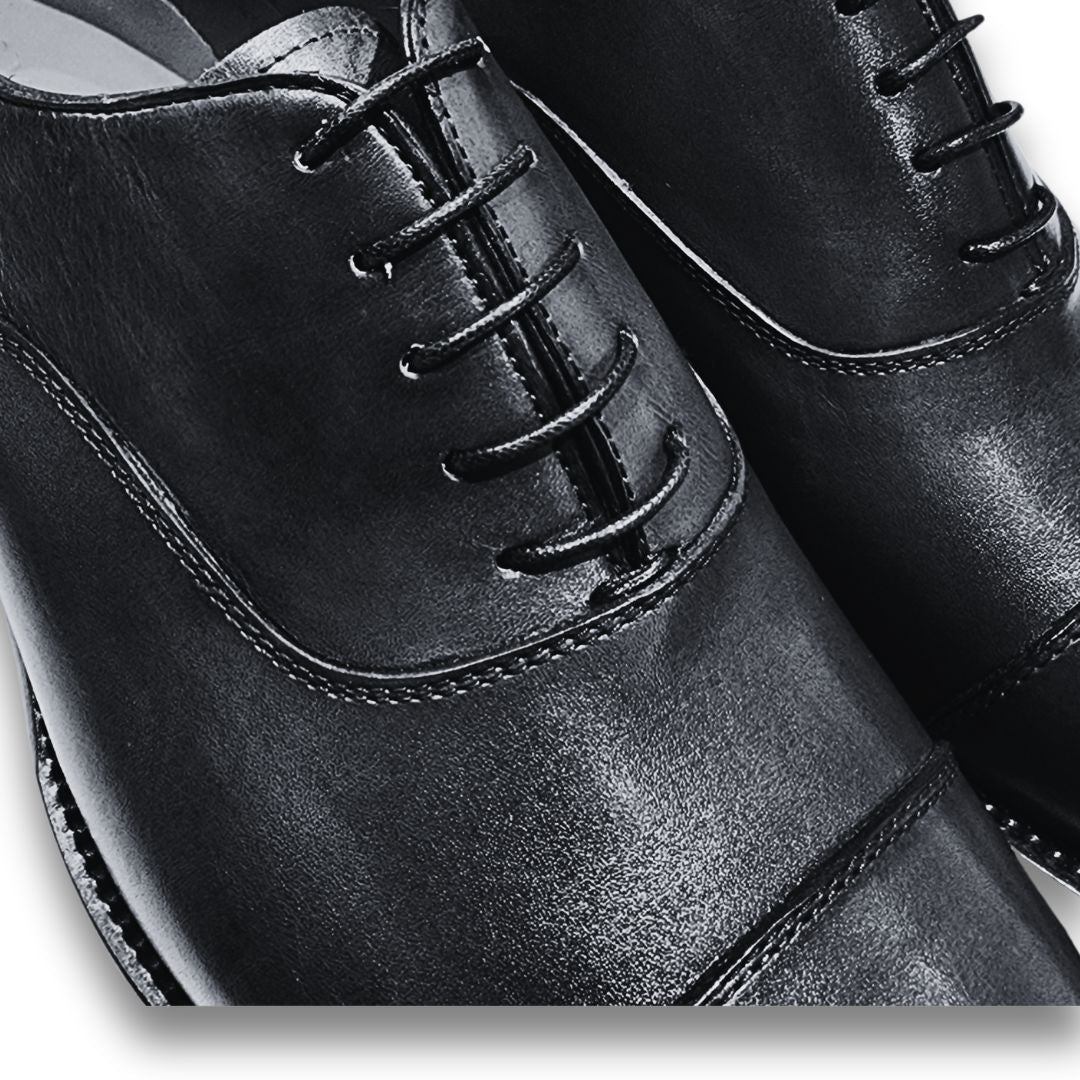 Premium Italian Leather Cap Toe Dress Shoes for Men - Handcrafted in Italy - Perfect for Business, Weddings & Formal Occasions