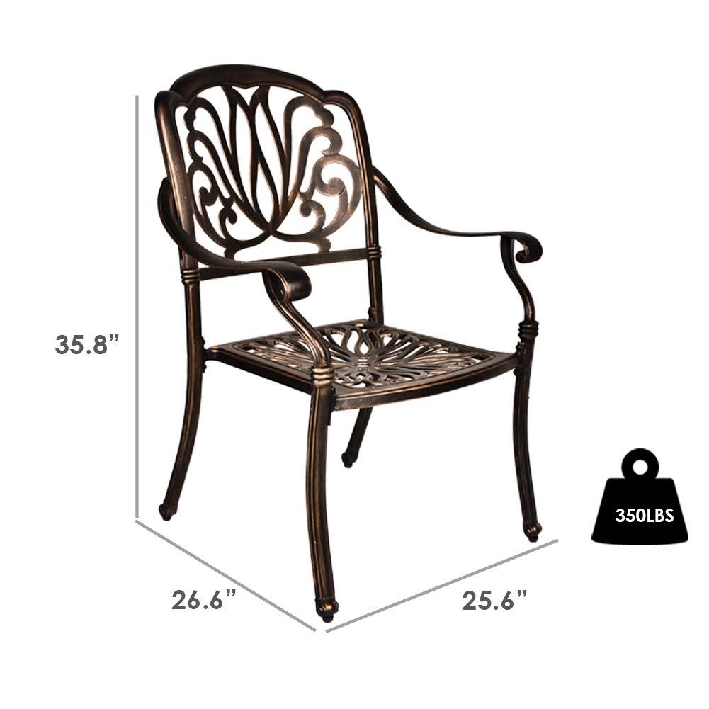 TITIMO 2-Piece Outdoor Patio Dining Chair Set - Cast Aluminum Bistro Chairs for Garden, Deck, Balcony - Antique Bronze Finish - Perfect for Backyard Dining, Coffee Break & Outdoor Relaxation (Cushions Not Included)