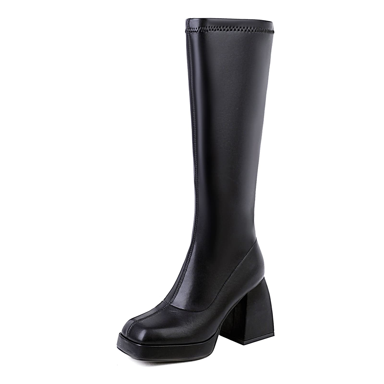 LanreyTaley Women's Platform Knee High Boots - Chunky Heel, Slim Calf Winter Boots for Women | Perfect for Cold Weather, Office Wear & Night Out Fashion
