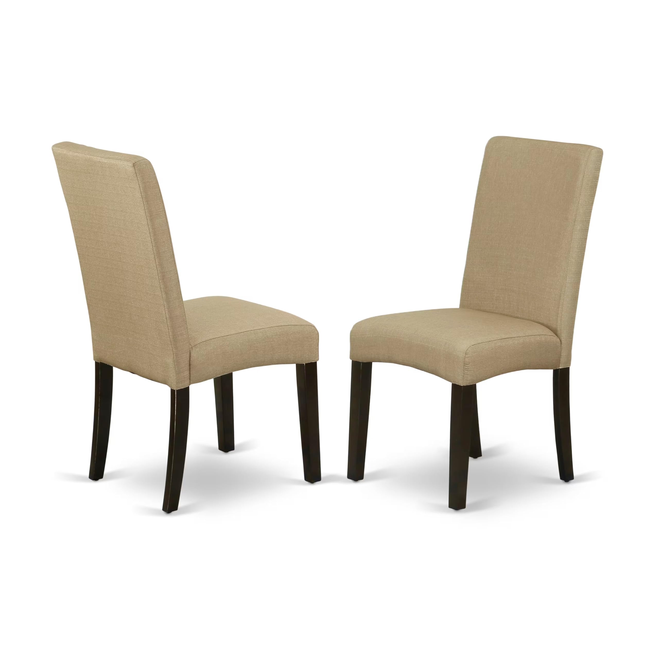 East West Furniture BODR5-CAP-03 5-Piece Round Dining Table Set for 4 with 42x42 Inch Cappuccino Table & 4 Brown Linen Fabric Chairs - Perfect for Small Kitchens, Breakfast Nooks & Cozy Dining Spaces