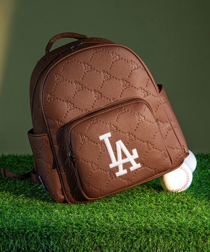 MLB Los Angeles Dodgers Genuine Leather Baseball Backpack for Men & Women - Perfect for Sports, School, Travel & Game Day