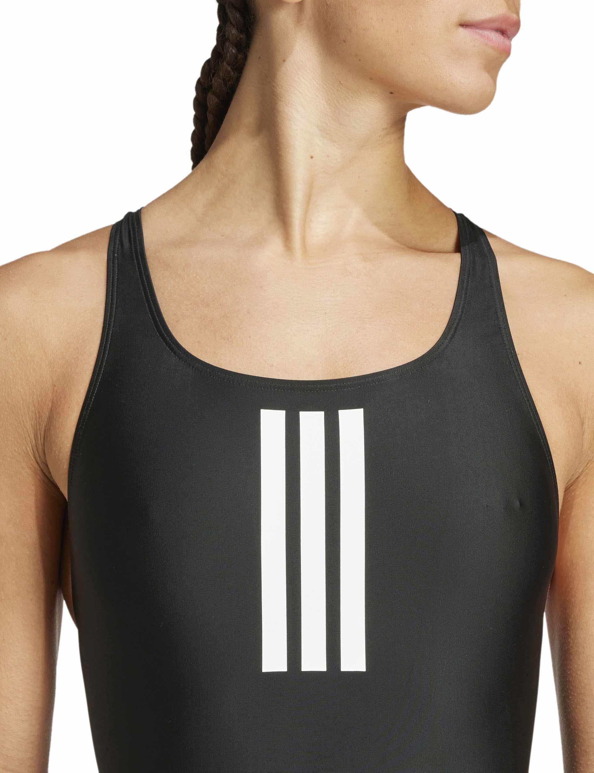 3 Stripes V Back Swimsuit for Women - Black & White Two-Tone Design - Perfect for Beach, Pool & Summer Vacations