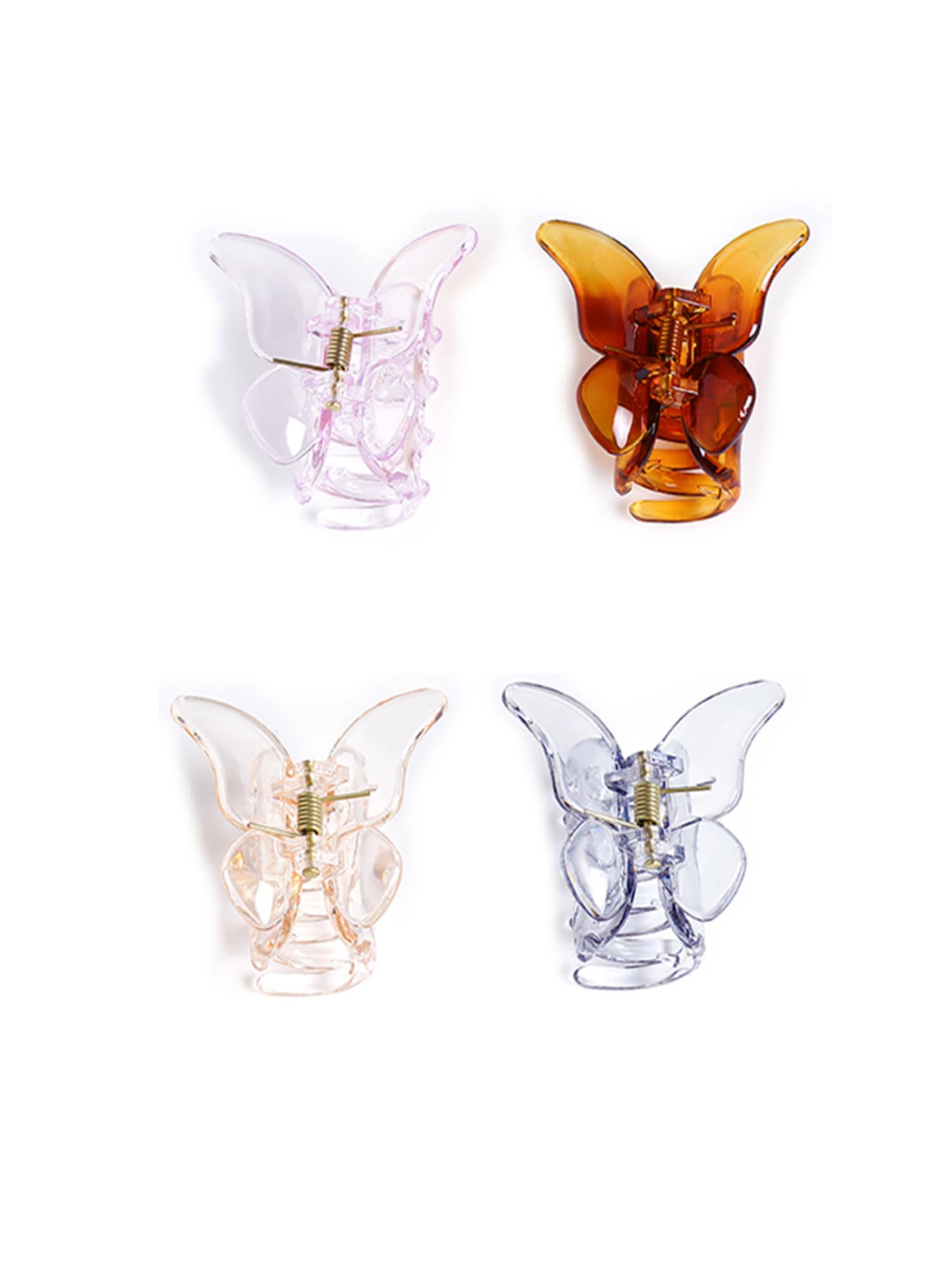 Yellow Butterfly Hair Claw Clips for Women & Girls - 4 Pack Multicolor Hair Clutches, Hair Accessories Set - Perfect for Ponytails, Buns & Everyday Styling