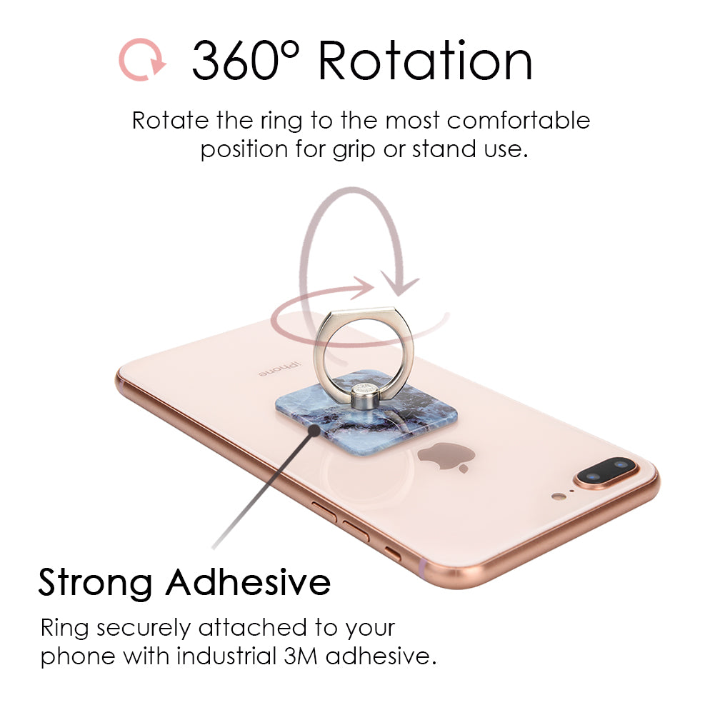 Blue Marble Phone Ring Holder - Universal Grip Stand for Smartphones - Perfect for Selfies, Videos & Hands-Free Use at Home, Office & Travel