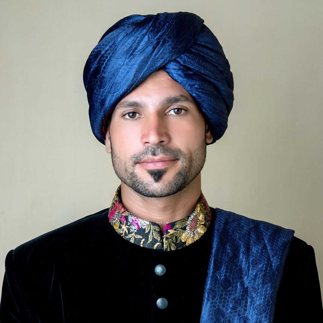 Deep Navy Blue Silk Turban Headwrap – Elegant Women's Fashion Accessory for Hair Styling | Perfect for Weddings, Parties & Everyday Wear