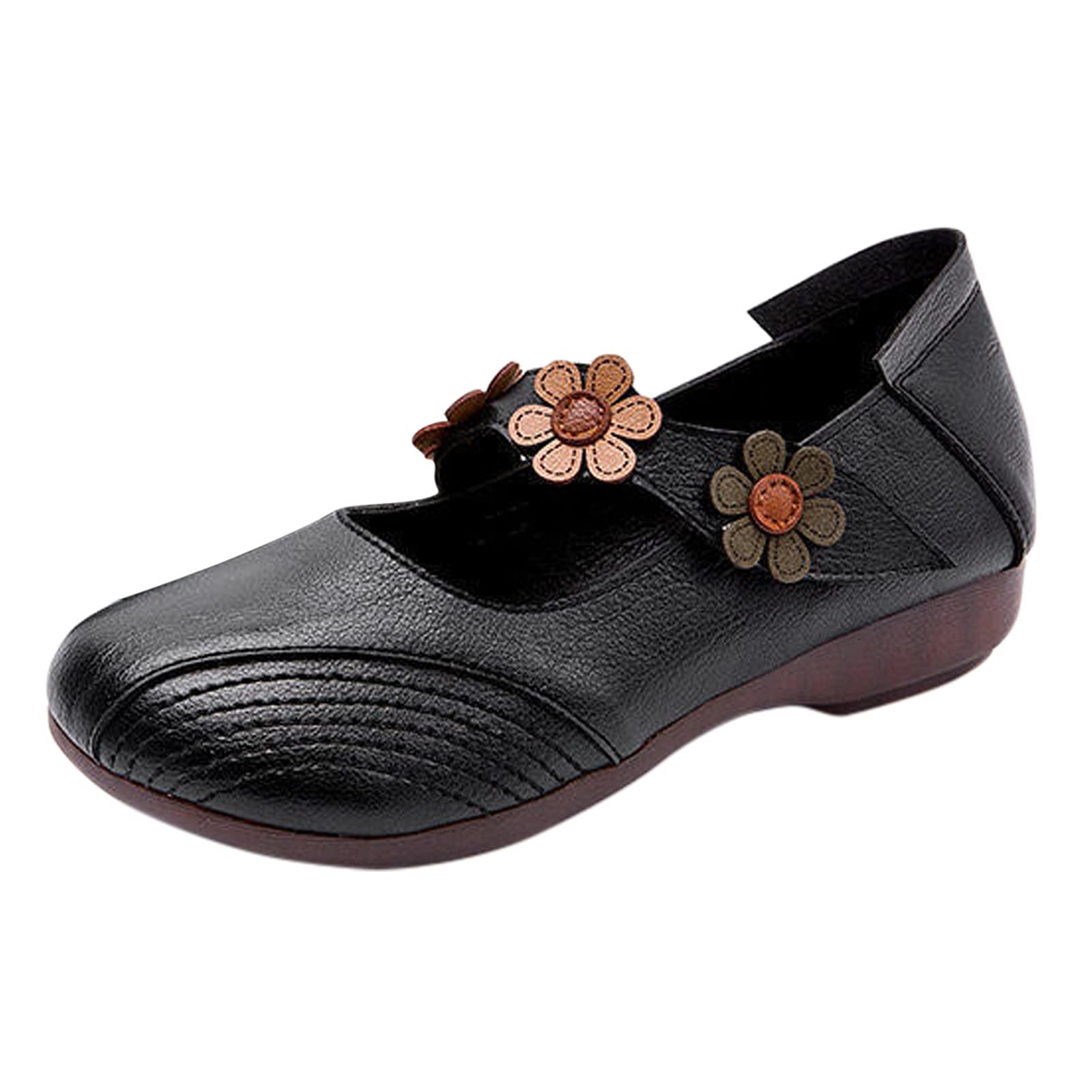 Women's Casual Slip-On Leather Flats - Comfortable Black Loafers for Ladies | Perfect for Work, Travel & Everyday Wear