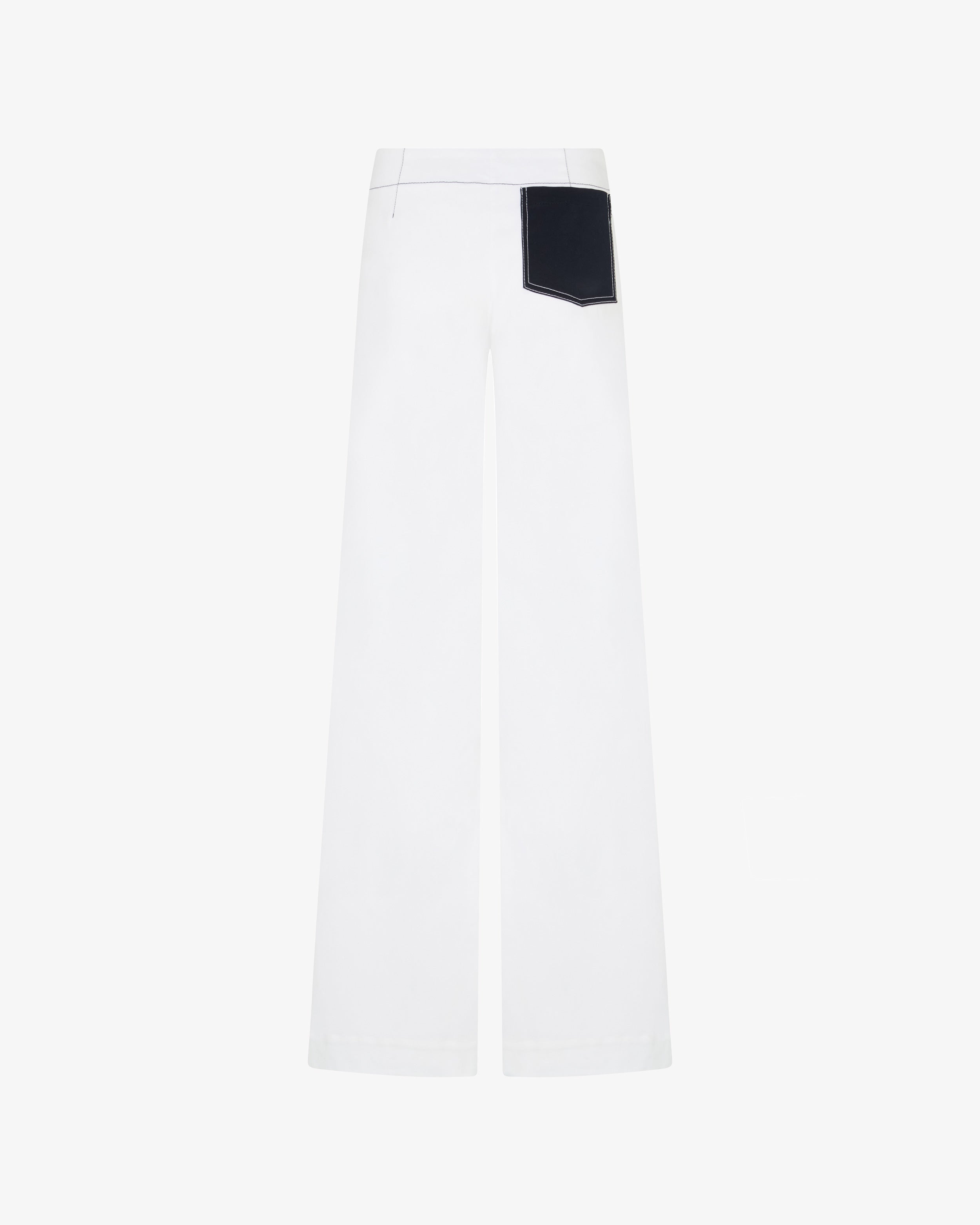 Women's High Waist Flare Pants with Contrast Pockets - White | Casual & Office Wear | Perfect for Work, Date Night & Everyday Outfits