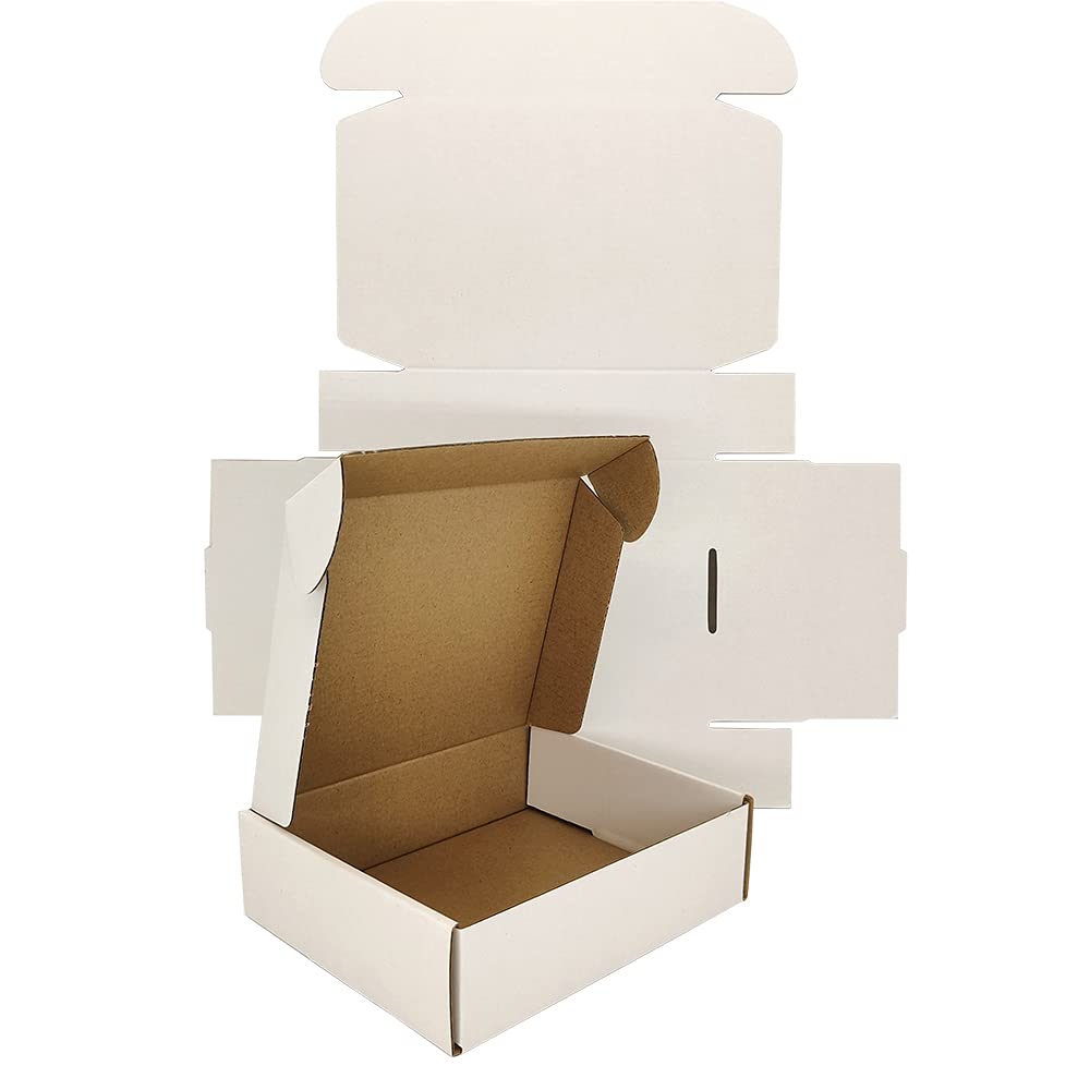 50 Pack Small Corrugated Shipping Boxes 7x6x2 Inches - White Cardboard Mailers for Ecommerce, Jewelry, Cosmetics & Small Item Packaging
