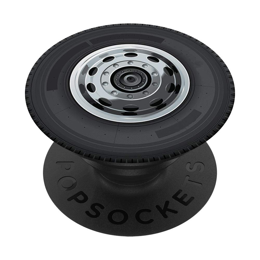 Truck Wheel Design Big Car Tire PopSockets PopGrip - Swappable Phone & Tablet Grip for Truck Drivers | Perfect Gift for Truck Enthusiasts - Great for Road Trips, Work & Everyday Use