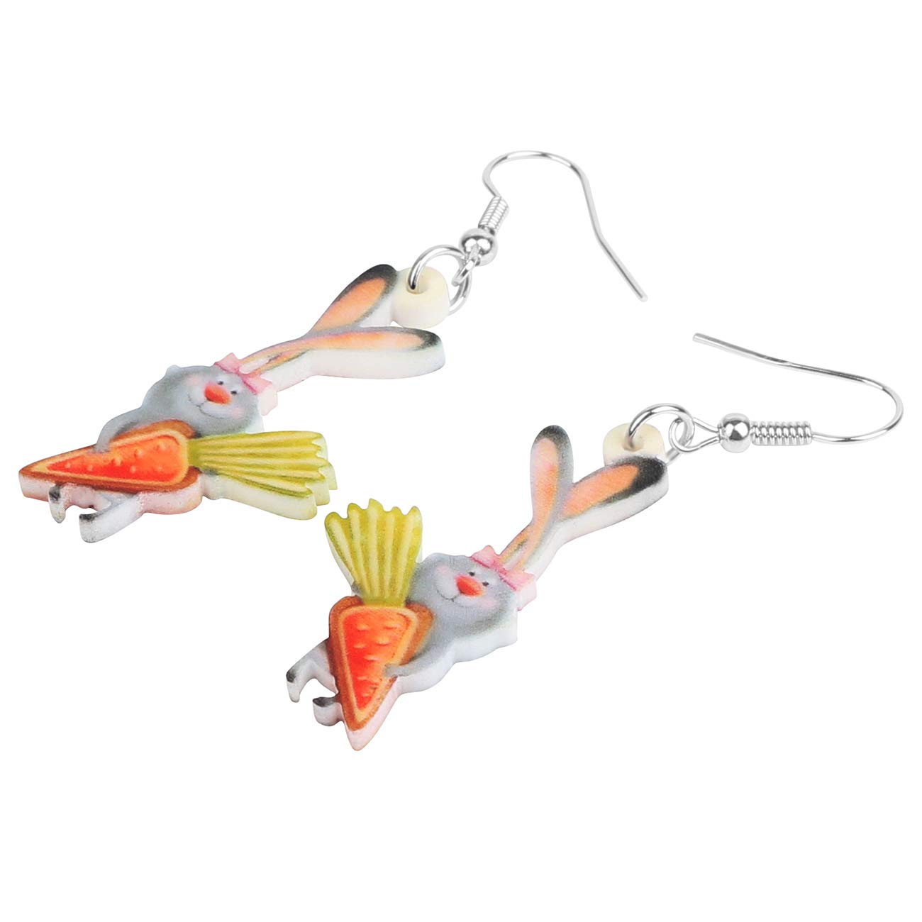 DOWAY Acrylic Easter Bunny Rabbit Earrings - Cute Drop Dangle Jewelry Gifts for Women, Girls - Perfect for Easter Party, Spring Festival, Birthday Celebrations & Funny Costume Accessories