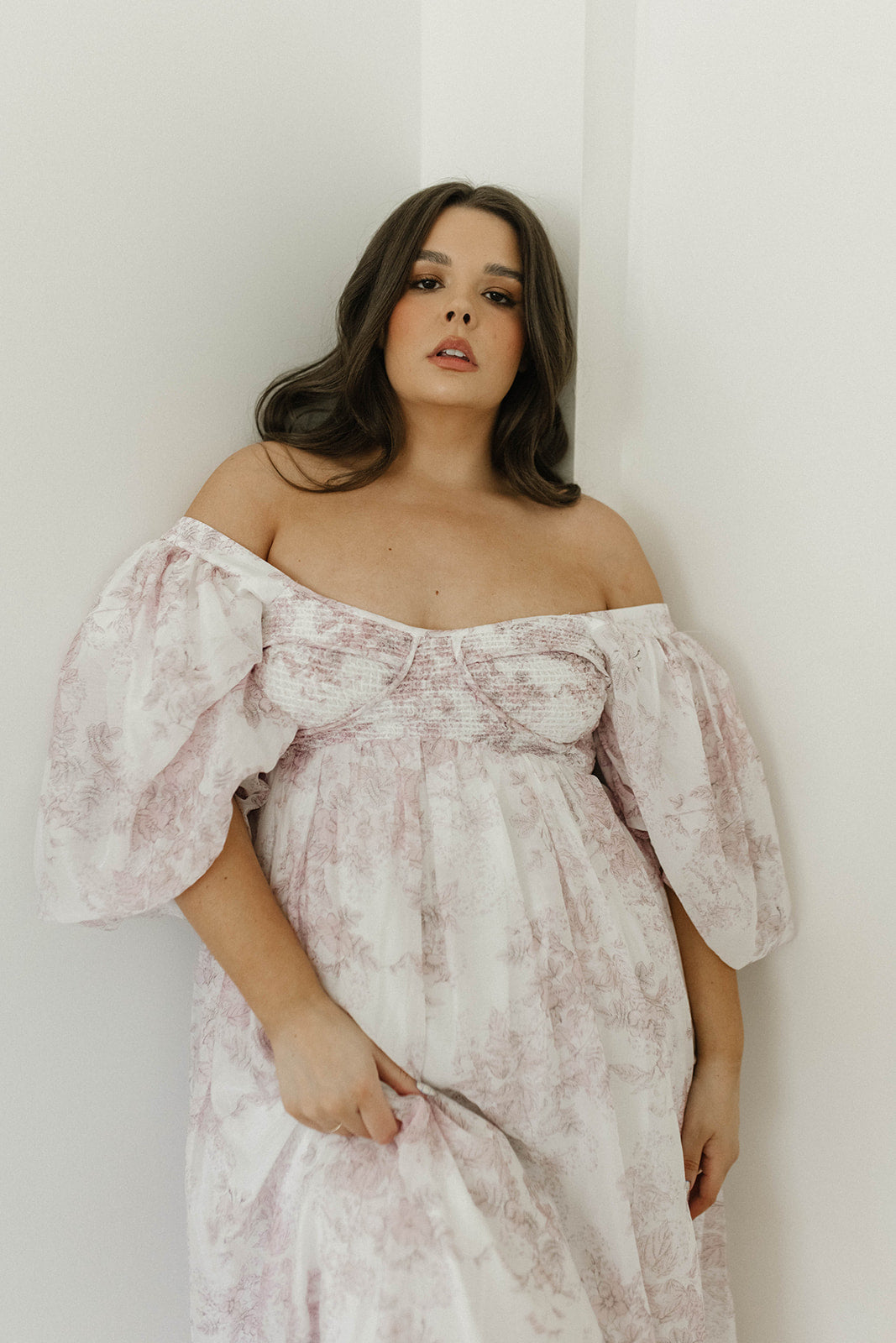 Harlow Midi Dress - Light Pink Floral Print, Bump Friendly Maternity Dress, Inclusive Sizing (S-3XL) for Pregnancy, Baby Shower & Special Occasions