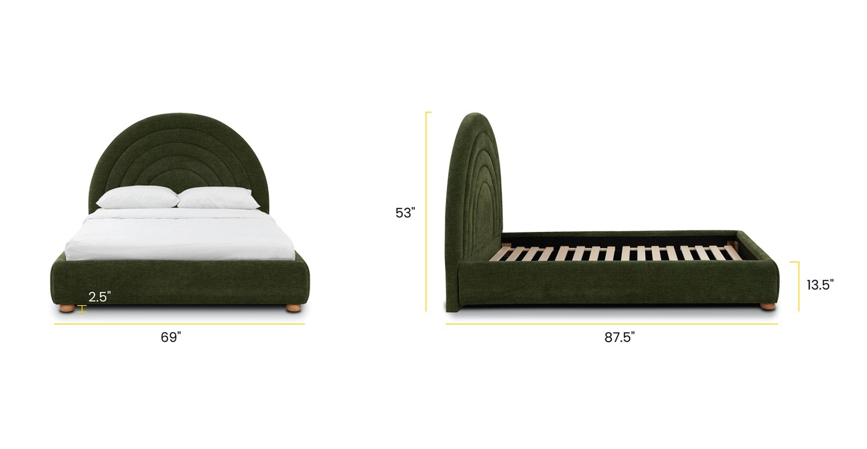 Juno Bed - Premium Queen Size Bed Frame with Upholstered Headboard, Sturdy Metal Legs & Easy Assembly - Perfect for Modern Bedrooms, Guest Rooms & Apartments
