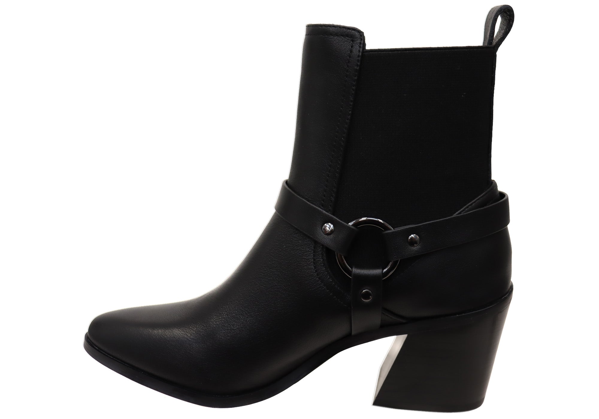 Hush Puppies Women's Vala Harness Leather Mid Heel Ankle Boots - Comfortable & Stylish for Work, Dating & Casual Outfits