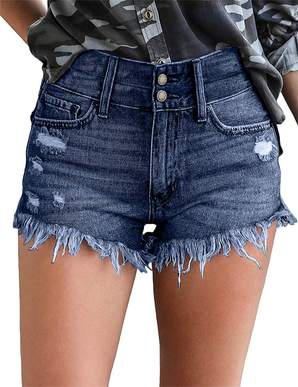 MODARANI Women's Distressed Ripped Denim Shorts - High Waisted Cut Off Jean Shorts for Summer | Perfect for Beach, Casual Outfits & Streetwear