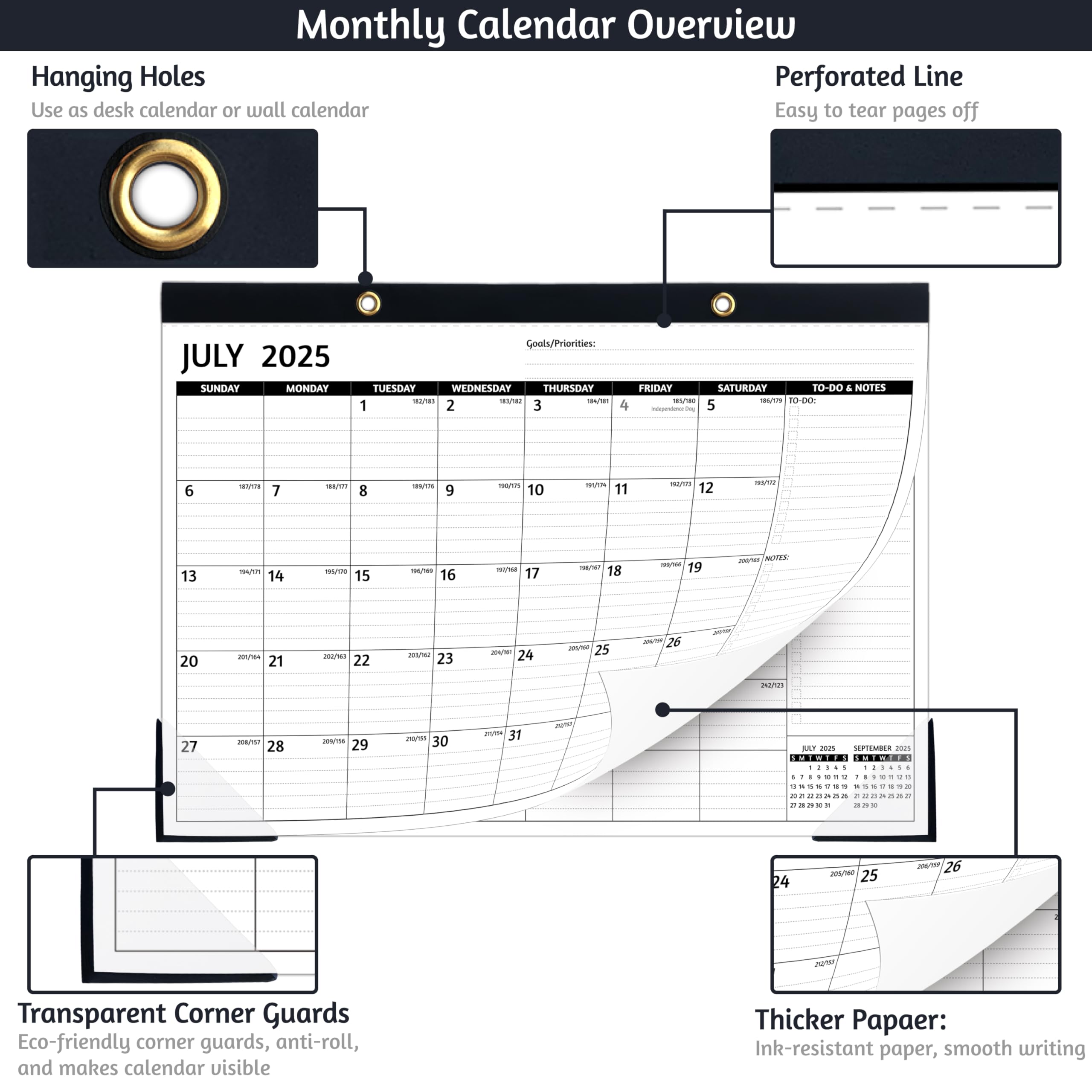 2025-2026 Monthly Desk Calendar (July 2025 - December 2026) - 18-Month Large Planner 17