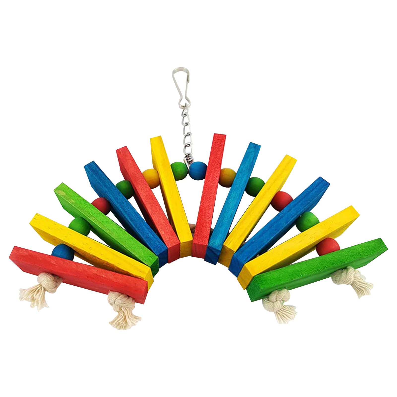 Colorful Wooden Parrot Chew Toys - Natural Cuttlefish Bone & Bell Bird Toys for Gnawing, Teeth Grinding & Foraging - Safe & Durable Bird Accessories for Parrots, Cockatiels & Small Birds (Size A) - Perfect for Cage Enrichment & Playtime Stimulation