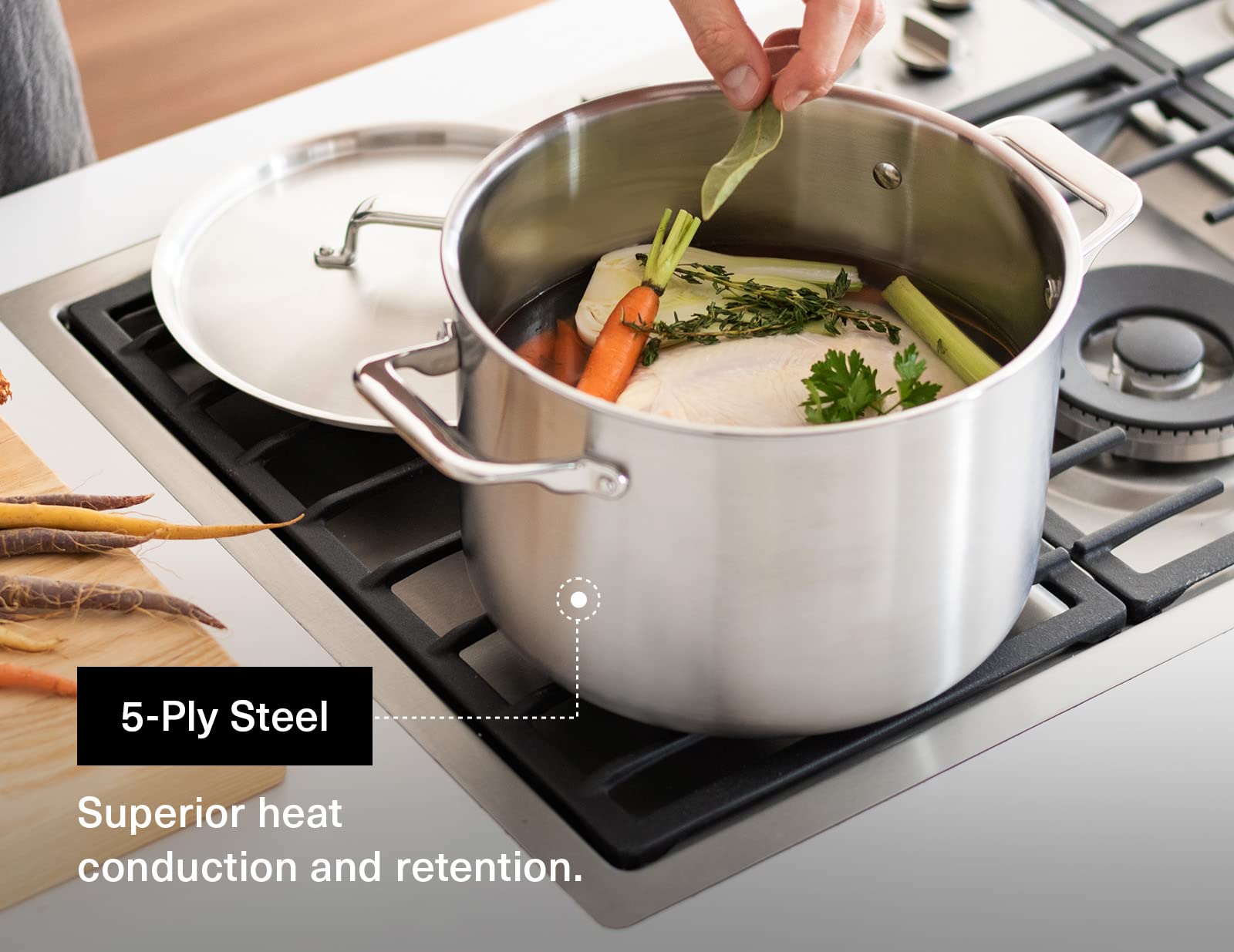 Misen 5-Ply Stainless Steel Stockpot - 8 QT Large Cooking Pot for Boiling, Simmering & Stewing - Even Heat Distribution - Durable, Dishwasher & Oven Safe (800°F) - Induction Compatible - Perfect for Soups, Pasta & Family Meals