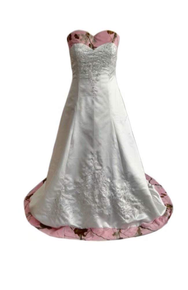 **Mollybridal Sweetheart Neckline Satin A-Line Embroidered Camo Wedding Dress for Bride – Long Elegant Gown 2023 | Perfect for Outdoor, Beach, and Boho-Themed Weddings**