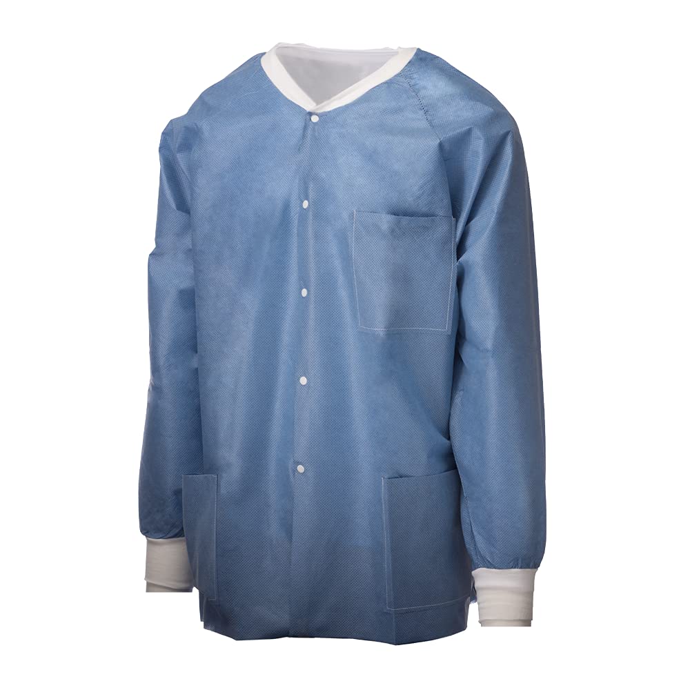 TRONEX 50 Pack Disposable Lab Coats - Unisex Long Sleeve Lab Jackets for Medical, Dental, Tattoo & Food Service (Medium Size) - Ideal for Healthcare Workers, Scientists & Sanitation Professionals