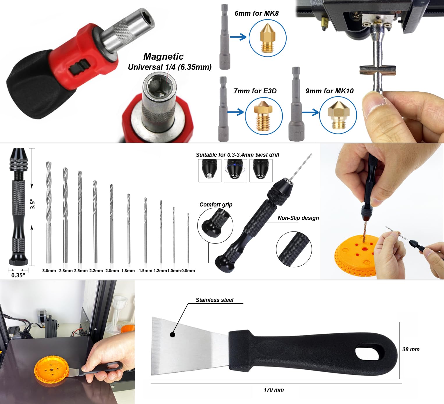 70 Pcs 3D Printer Tools & Accessories Kit with Wooden Toolbox - Nozzle Cleaner, Deburring Tool, Tube Cutter - Perfect for 3D Printing Maintenance & Repair at Home or Workshop