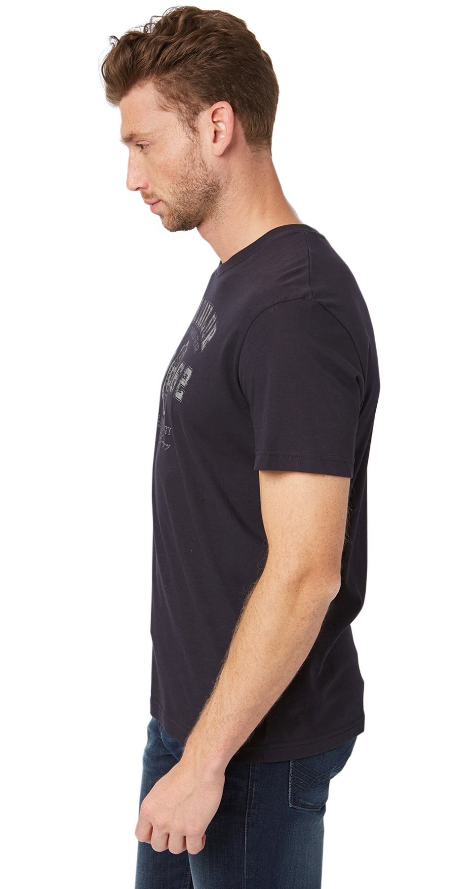 Tom Tailor Men's Blue Printed Graphic T-Shirt Size L - Casual Wear for Everyday Comfort & Street Style