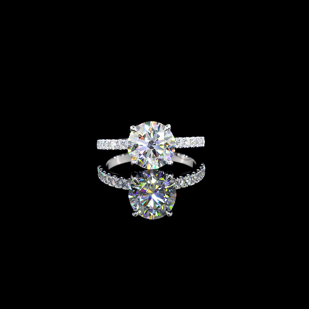 2.37 Carat Lab Grown Round E VS1 Diamond Engagement Ring in 14K White Gold with Hidden Halo - Perfect for Proposals, Weddings & Anniversary Gifts