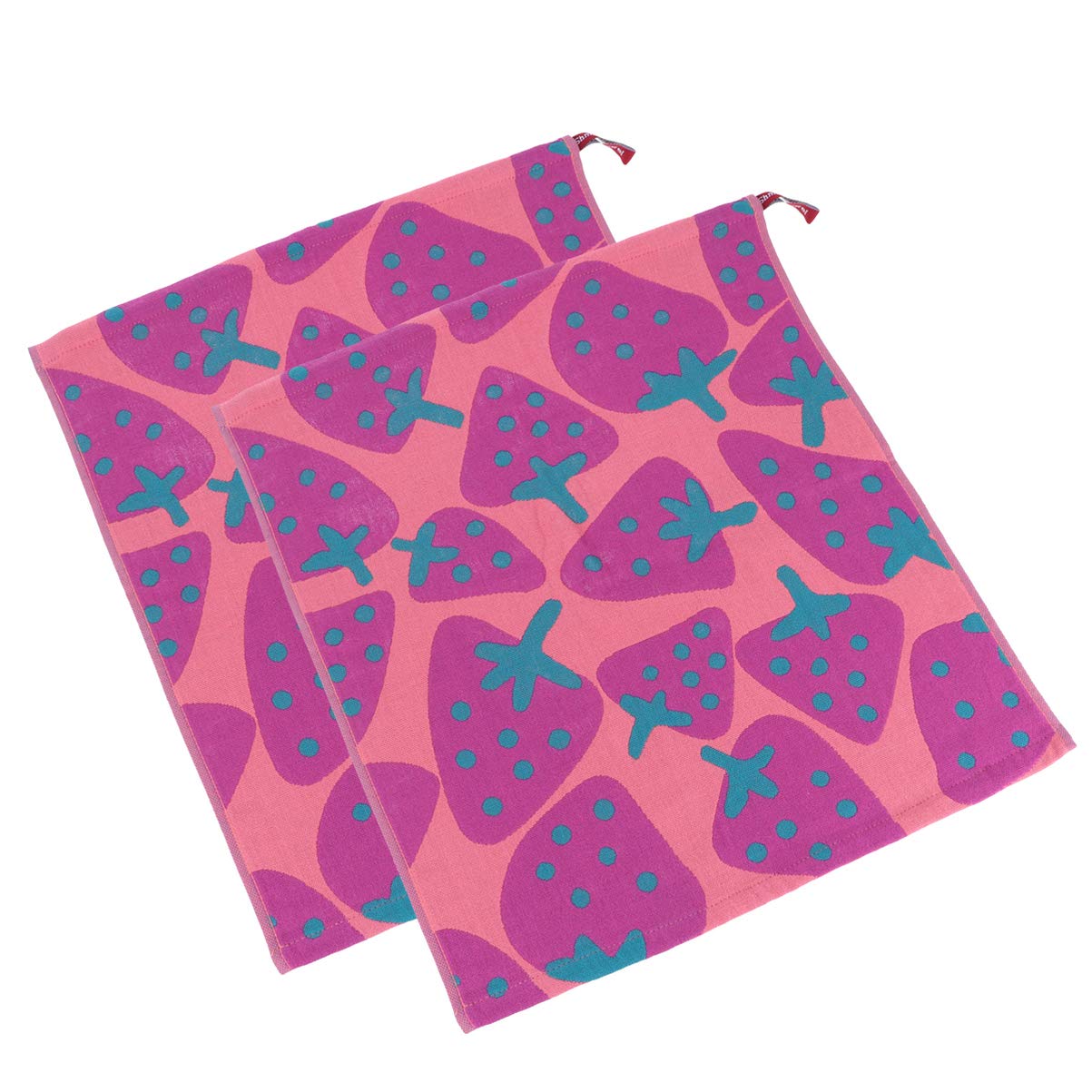 UPKOCH 2-Pack 3-Layer Premium Cotton Washcloths - Soft Square Strawberry Print Face Towels for Bath, Baby & Kitchen (Pink) - Gentle Exfoliation & Makeup Removal