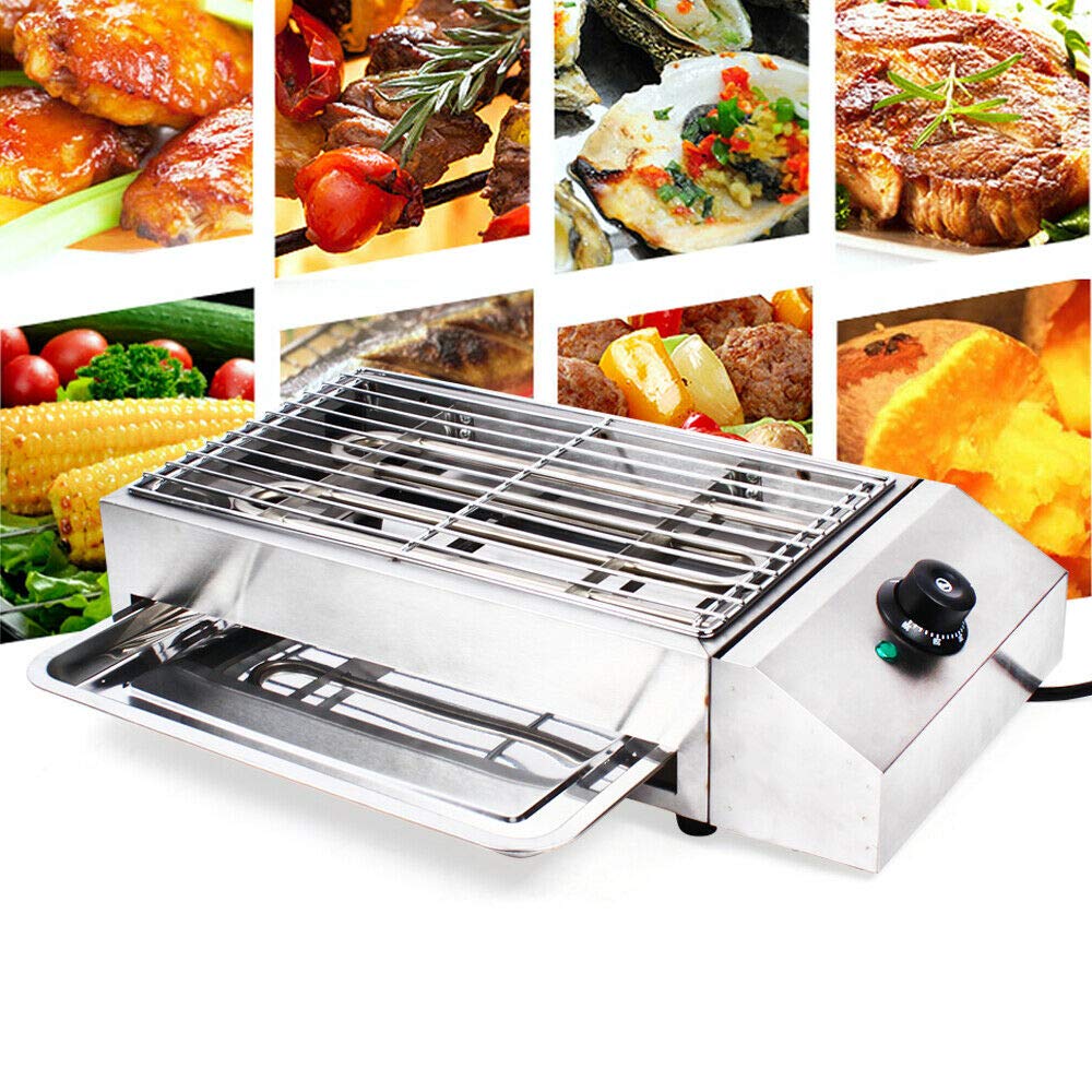 LOYALHEARTDY 110V Stainless Steel Electric Grill - Portable Table Top BBQ Griddle for Outdoor Cooking, Restaurants, Carnivals & Buffets | Perfect for Backyard Parties, Camping & Food Trucks