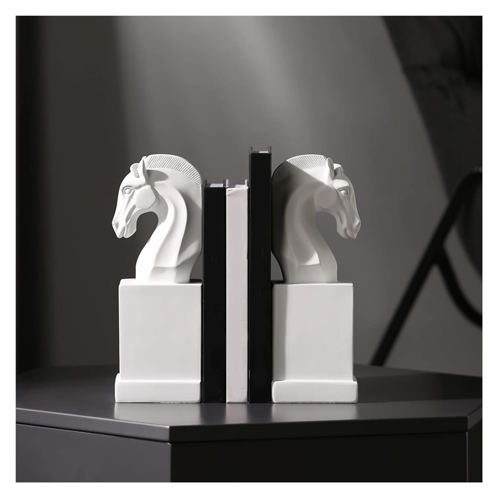 Stylish Resin Bookends for Shelves - Non-Skid Heavy Duty Book Supports, Office & Home Decor Book Stoppers - Perfect for Organizing Books, Cookbooks & Display Items