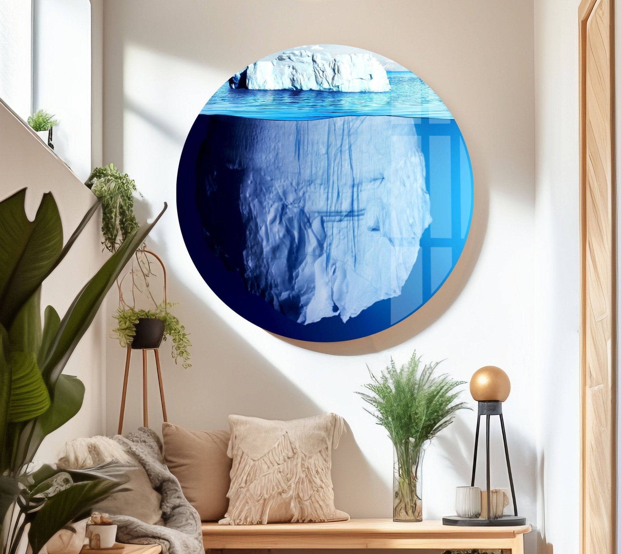 Antarctic Sea Iceberg Glass Wall Art - Stunning Handmade Ocean Decor for Living Room, Bedroom & Office - Perfect Modern Home Decor Gift