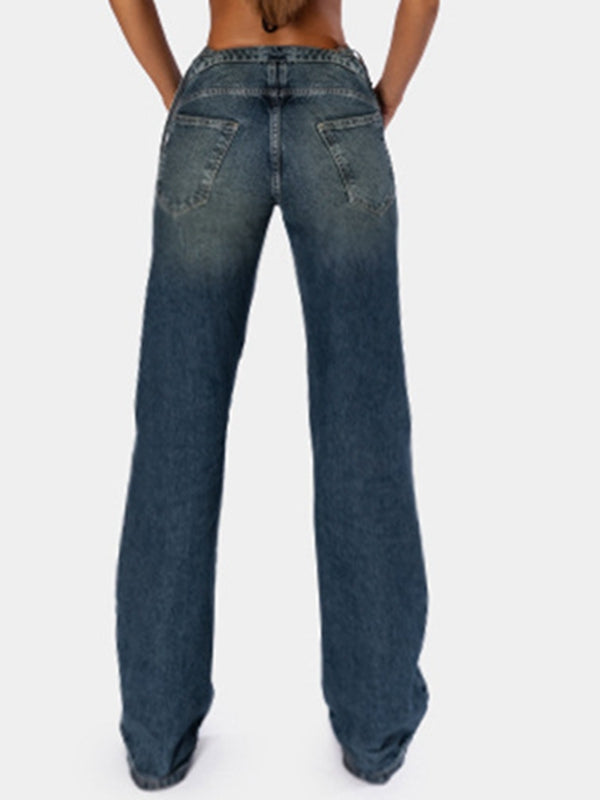 ZASUWA Women's Sexy Cutout V-Shape Waist Flare Denim Jeans - High Waisted Stretchy Bootcut Pants for Night Out & Casual Wear